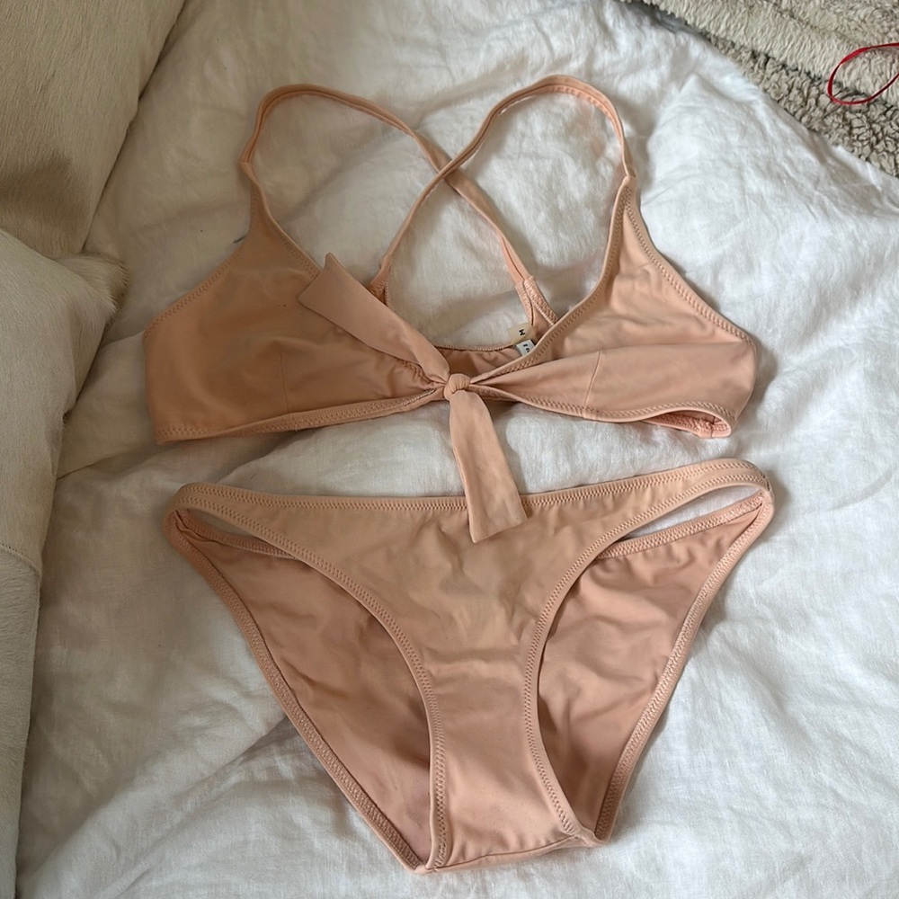 Adorable solid and striped bikini